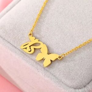 Letter B Butterfly Necklace